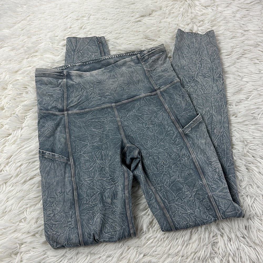 Lululemon Fast and Free High Rise Tight 25" *Ice Dye Ice Wash Asphalt Grey